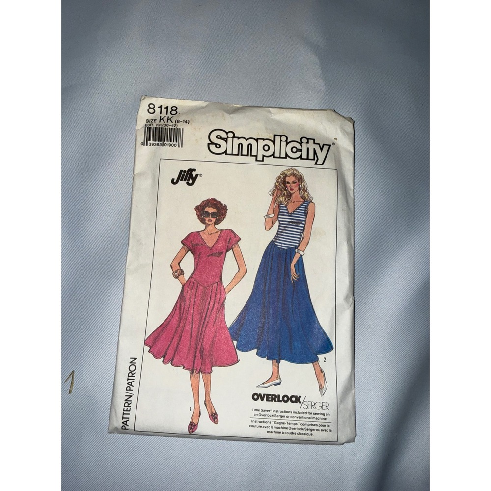 Simplicity 8118 Jiffy‎ Sewing Pattern Misses Knit Dress Skirt Top Size 8-14 KK